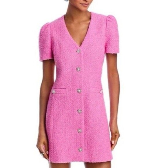Aqua Women’s Tweed Pink Dress - Size M - Picture 1 of 10
